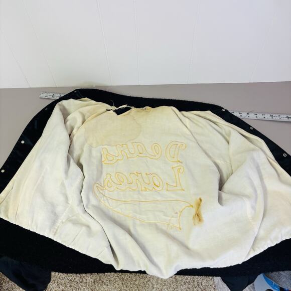 True Vintage Jacket Satin Size Large 60’s Deans Lanes Bowling Varsity Navy Blue - Picture 5 of 8